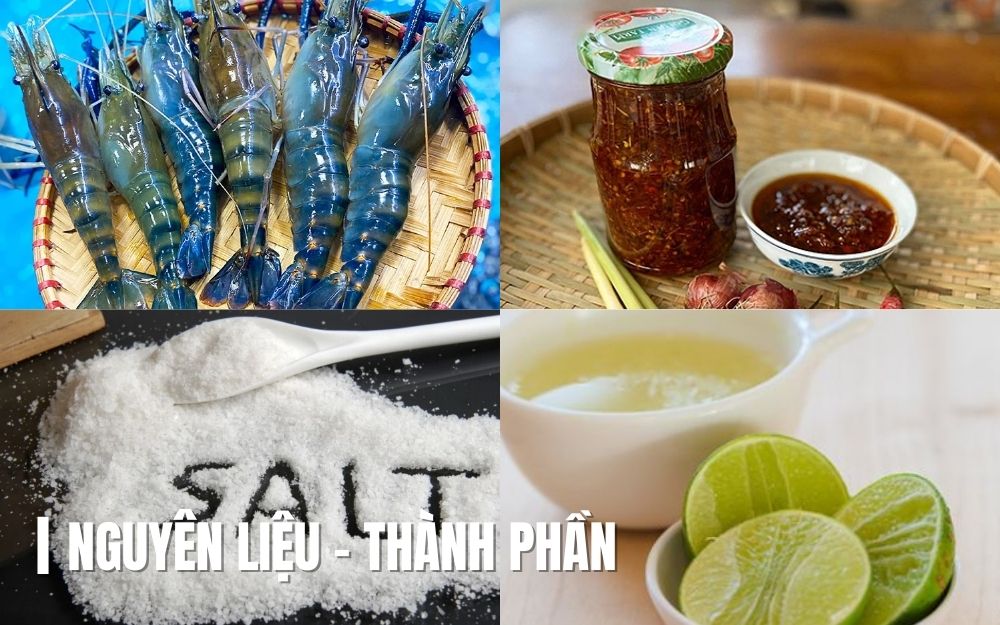 Nguyên liệu cần chuẩn bị cho món tôm càng xanh sốt bơ tỏi