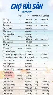 Giá Hải Sản 23/8/2025