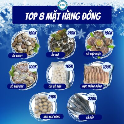 Các mặt hàng đông tại Hải sản Lộc