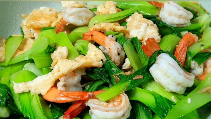 Tôm sú xào bông cải