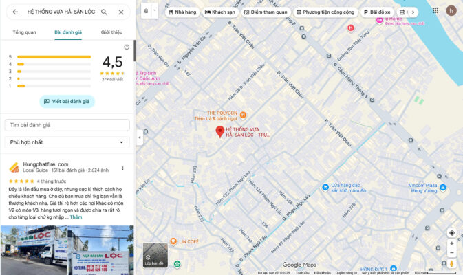 Xem các đánh giá chân thật từ Google Map của Vựa Hải Sản