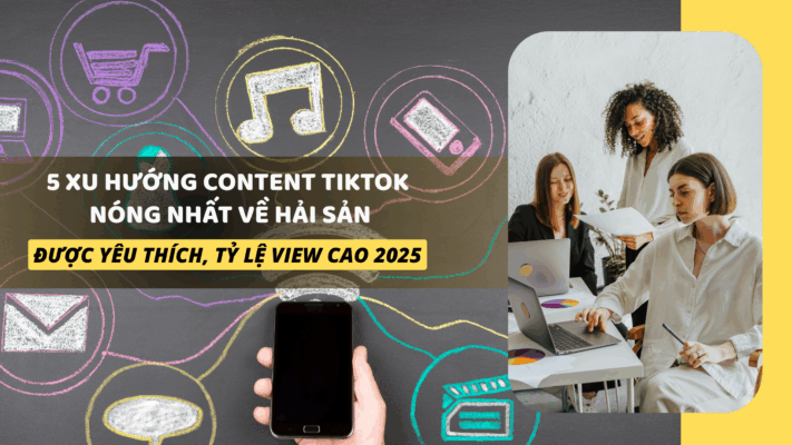 Collage 5 loại content TikTok – Video làm sạch hải sản, mukbang, DIY, review, hướng dẫn chọn
