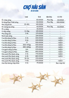 Giá Hải Sản Đỉnh Cao Hôm Nay Tại Hải Sản Lộc