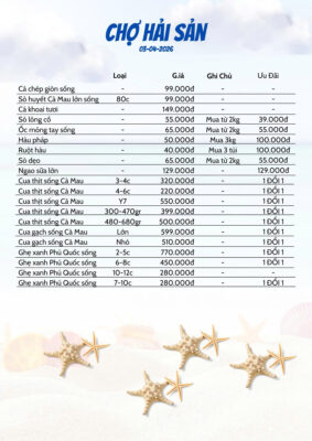 Giá Hải Sản Đỉnh Cao Hôm Nay Tại Hải Sản Lộc 3/4