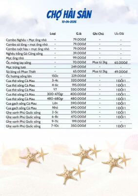 Giá Hải Sản Đỉnh Cao Hôm Nay Tại Hải Sản Lộc 10/4