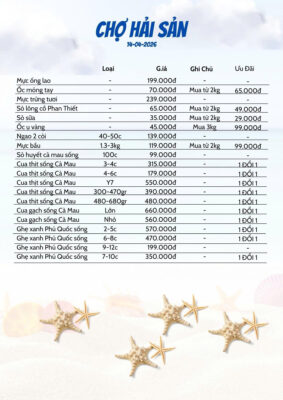 Giá Hải Sản Đỉnh Cao Hôm Nay Tại Hải Sản Lộc 14/4