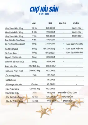 Bảng Giá Hải Sản Hôm Nay: Cập Nhật Tại Vựa Mỗi Ngày