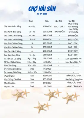 Bảng Giá Hải Sản Hôm Nay: Cập Nhật Tại Vựa Mỗi Ngày