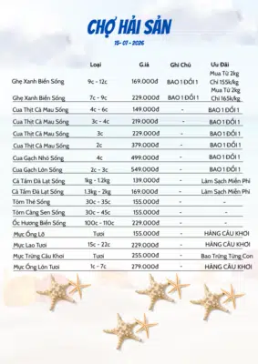 Bảng Giá Hải Sản Hôm Nay: Cập Nhật Tại Vựa Mỗi Ngày