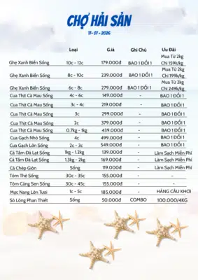 Bảng Giá Hải Sản Hôm Nay: Cập Nhật Tại Vựa Mỗi Ngày